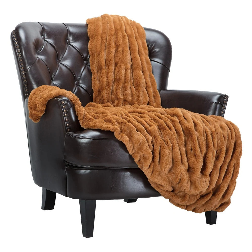 Reversible Faux Fur Throw Blanket