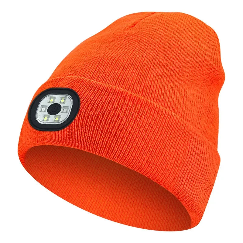 Rechargeable LED Winter Beanie Hat with 4 Bright Lights
