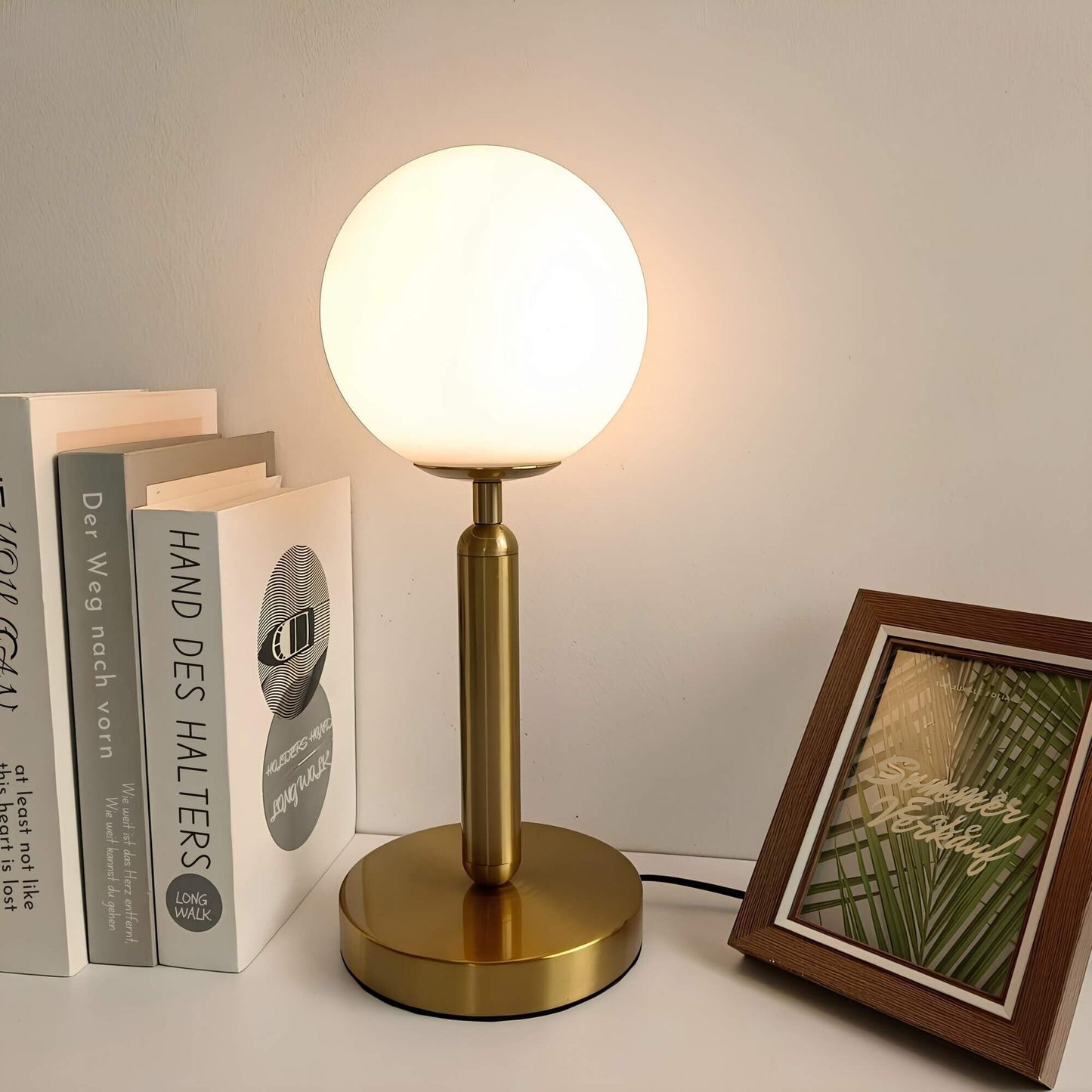 Glass Globe Table Lamp with Metal Base