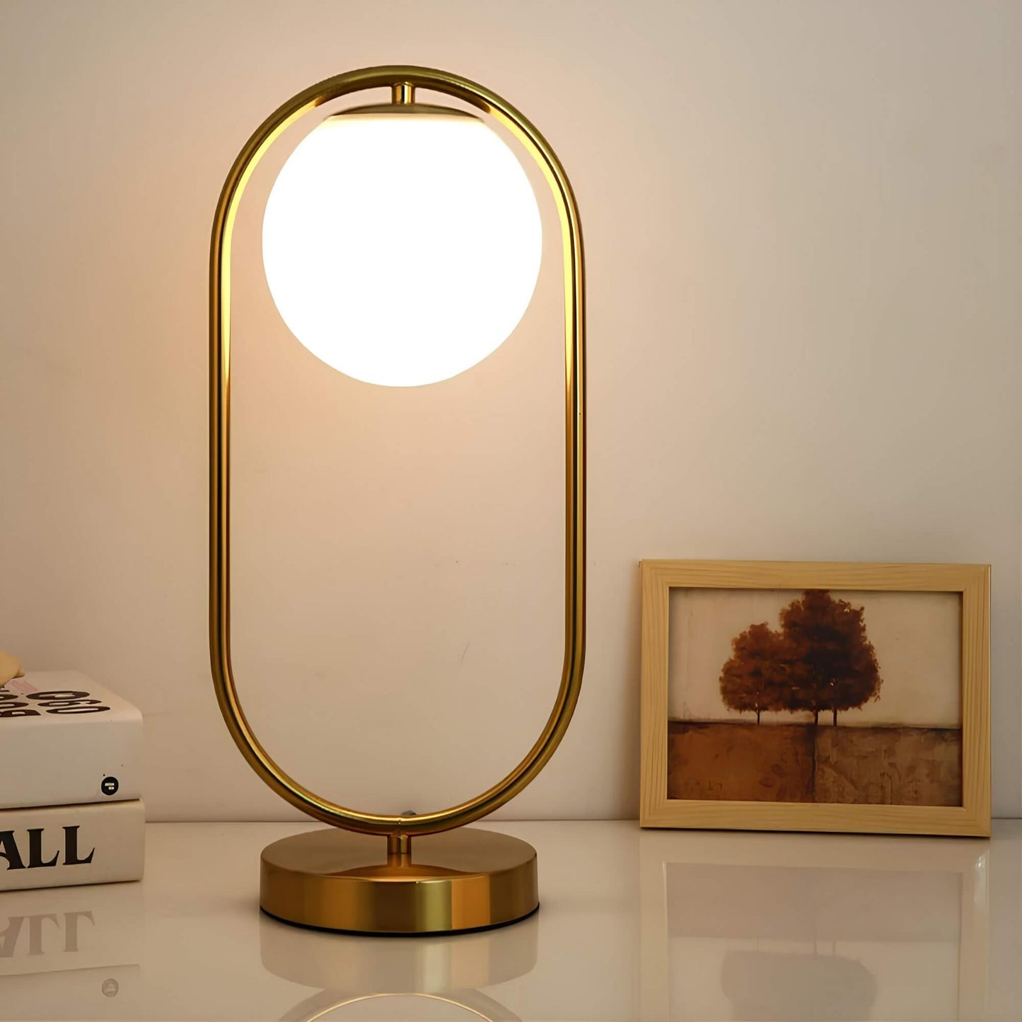 Glass Globe Table Lamp with Metal Base