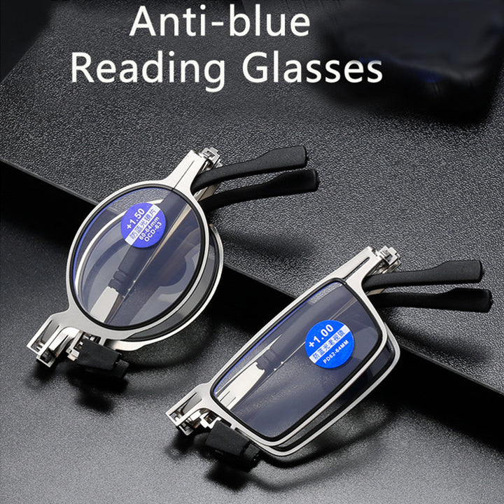 Foldable Titanium Reading Glasses with Intelligent Zoom and Blue Light Protection