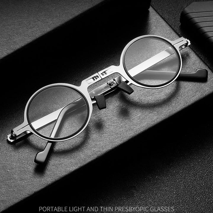 Foldable Titanium Reading Glasses with Intelligent Zoom and Blue Light Protection