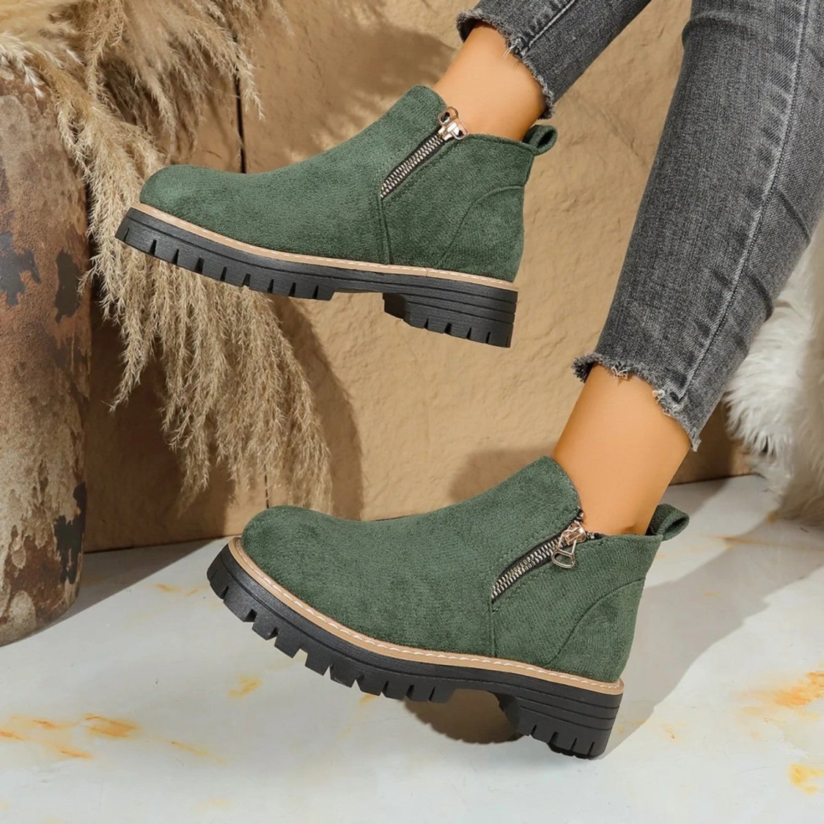 Orthopedic Ankle Boots with Arch Support and Cushioned Insoles
