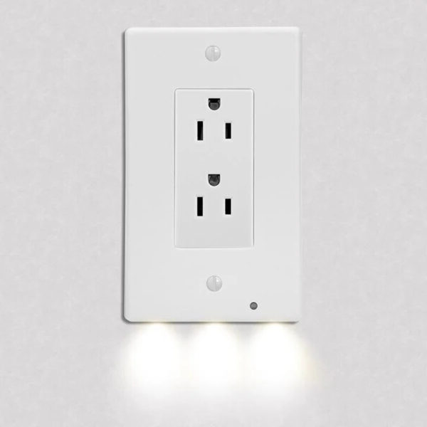 LED Night Light Outlet Covers with Automatic Sensor - Energy Efficient and Safe for Kids
