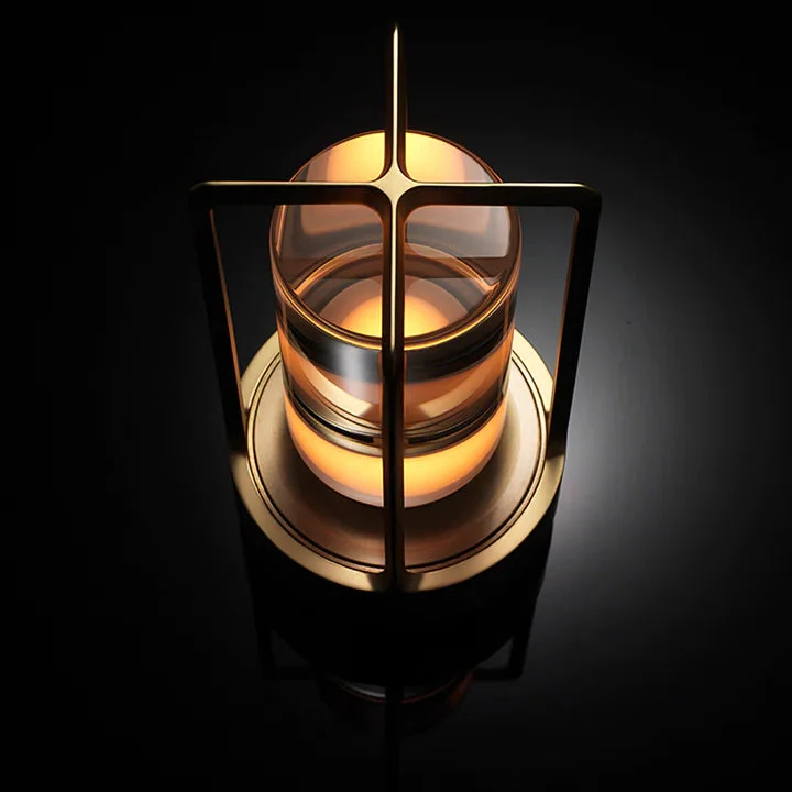 Cordless Rechargeable Gold Ambient Lantern Table Lamp