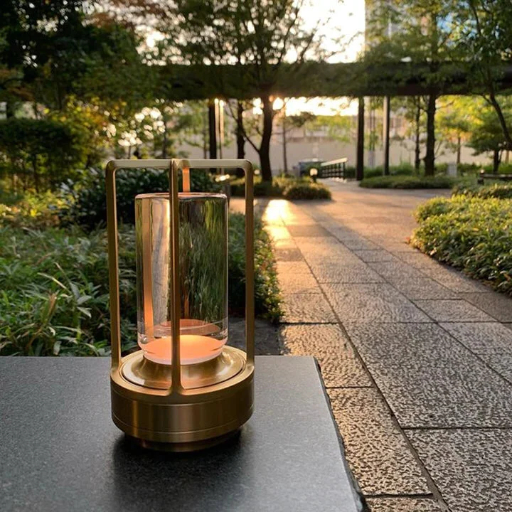 Cordless Rechargeable Gold Ambient Lantern Table Lamp