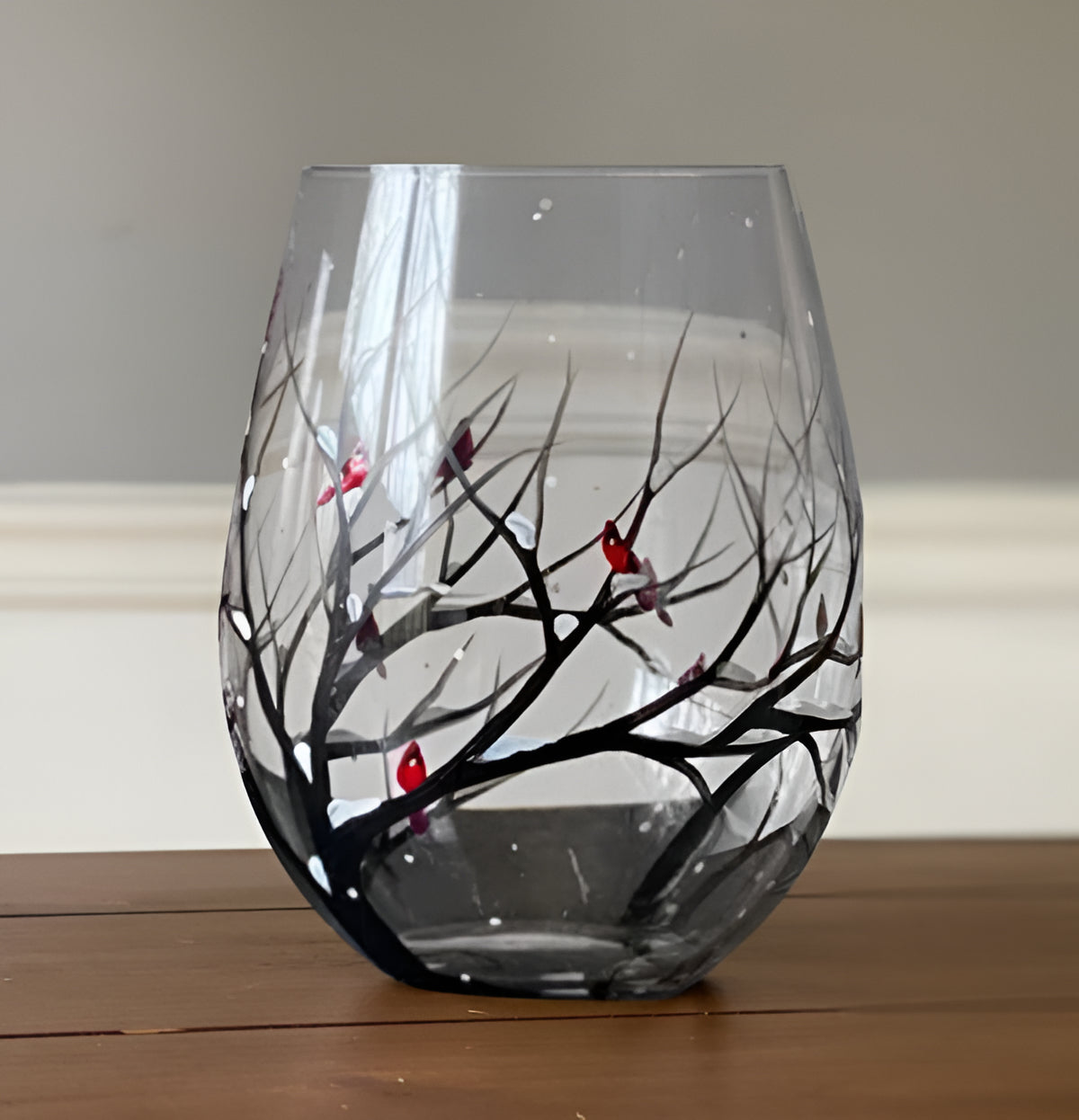 Hand Painted Four Seasons Tree Wine Glasses - 12 oz