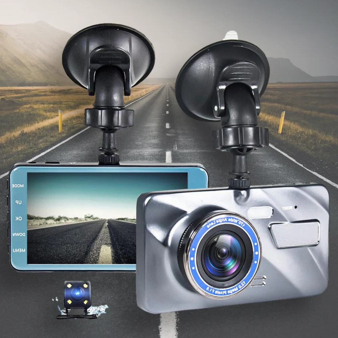 Wireless Front and Rear Dash Cam with Night Vision and 170° Wide Angle