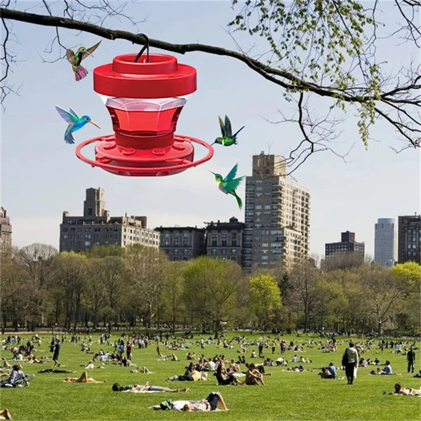 Bee-Proof Hanging Hummingbird Feeder with Ant Moat and Perch