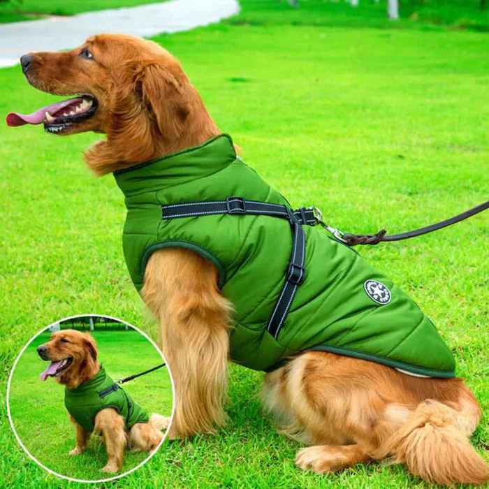 Waterproof Sherpa-Fleece Winter Dog Jacket with Built-in Harness