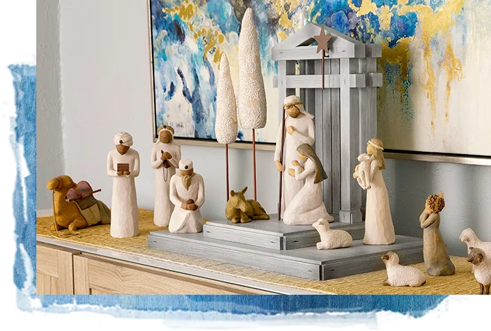 Handmade Barn Wood Nativity Set with Creche