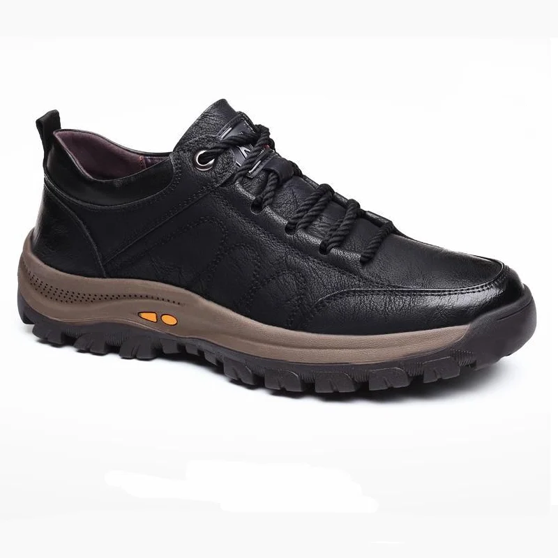 Men's Breathable Leather Arch Support Shoes with Non-Slip Sole