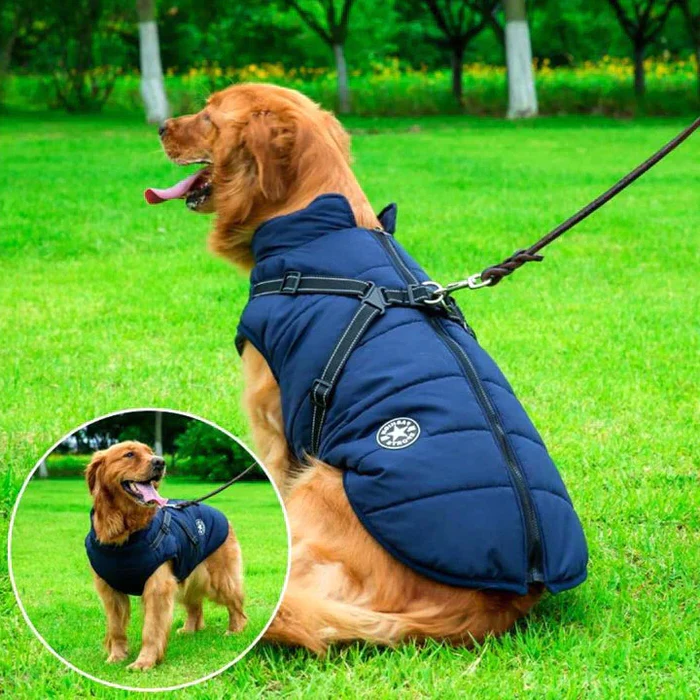 Waterproof Sherpa-Fleece Winter Dog Jacket with Built-in Harness