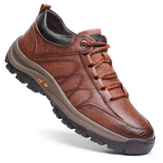Men's Breathable Leather Arch Support Shoes with Non-Slip Sole