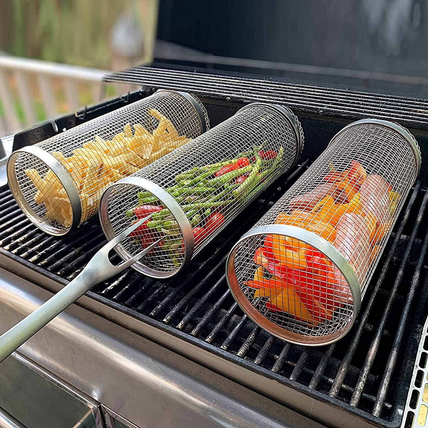 Stainless Steel 360-Degree BBQ Grill Basket