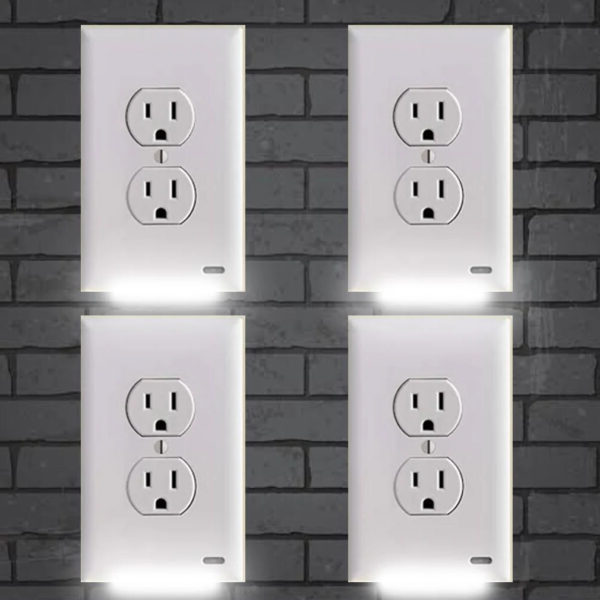 LED Night Light Outlet Covers with Automatic Sensor - Energy Efficient and Safe for Kids