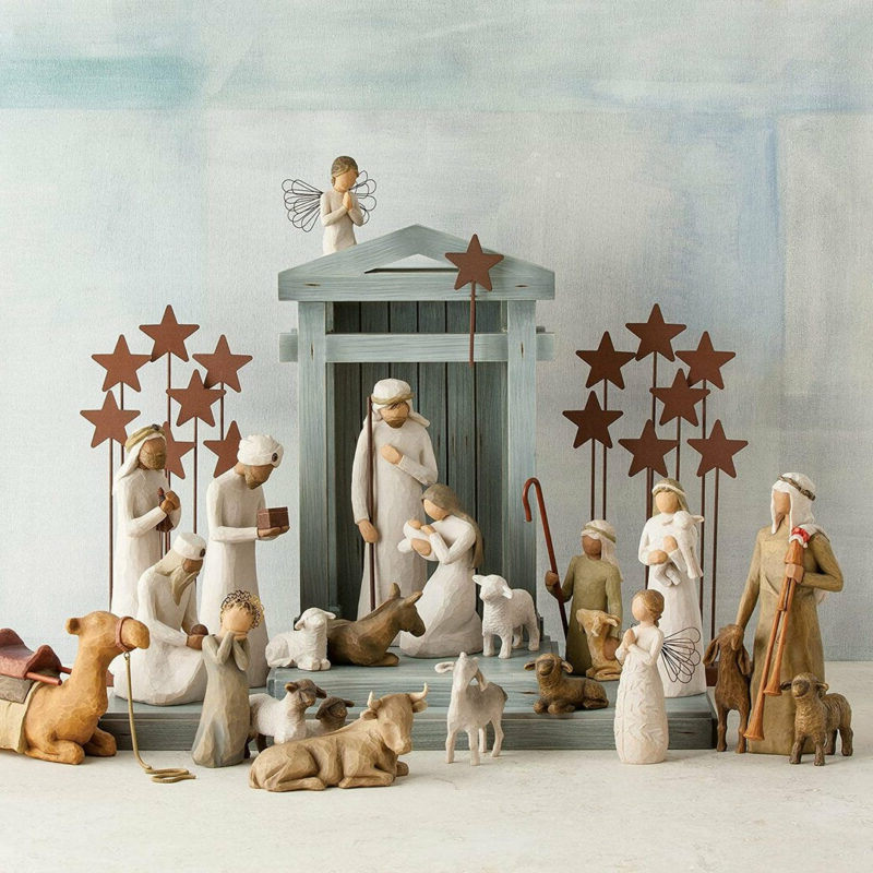 Handmade Barn Wood Nativity Set with Creche