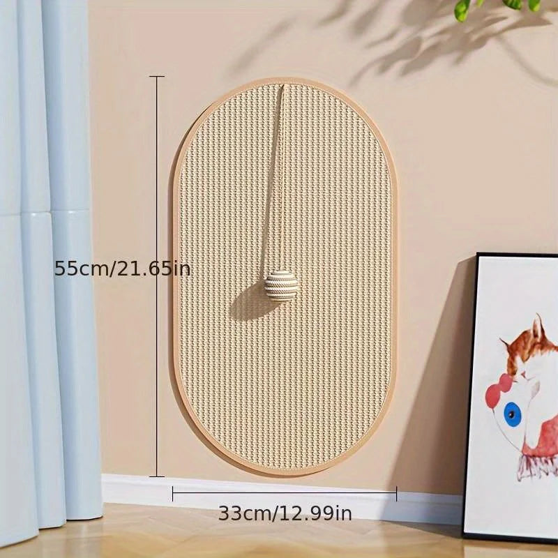 Sisal Wall Mounted Cat Scratch Pad with Hanging Toy