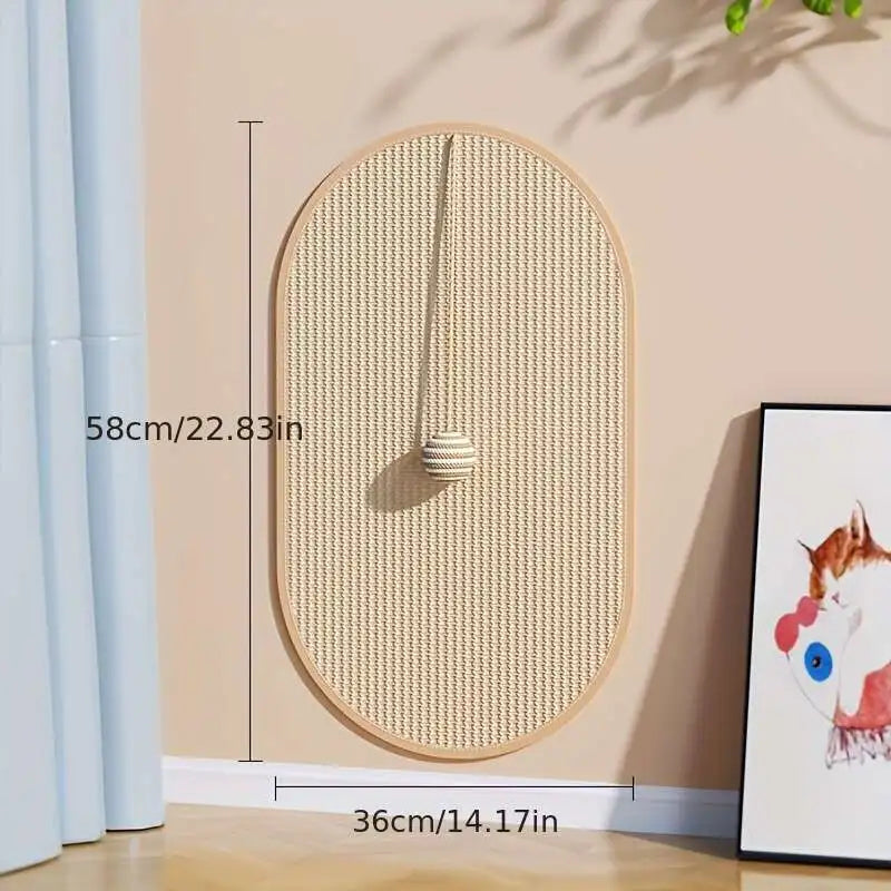 Sisal Wall Mounted Cat Scratch Pad with Hanging Toy