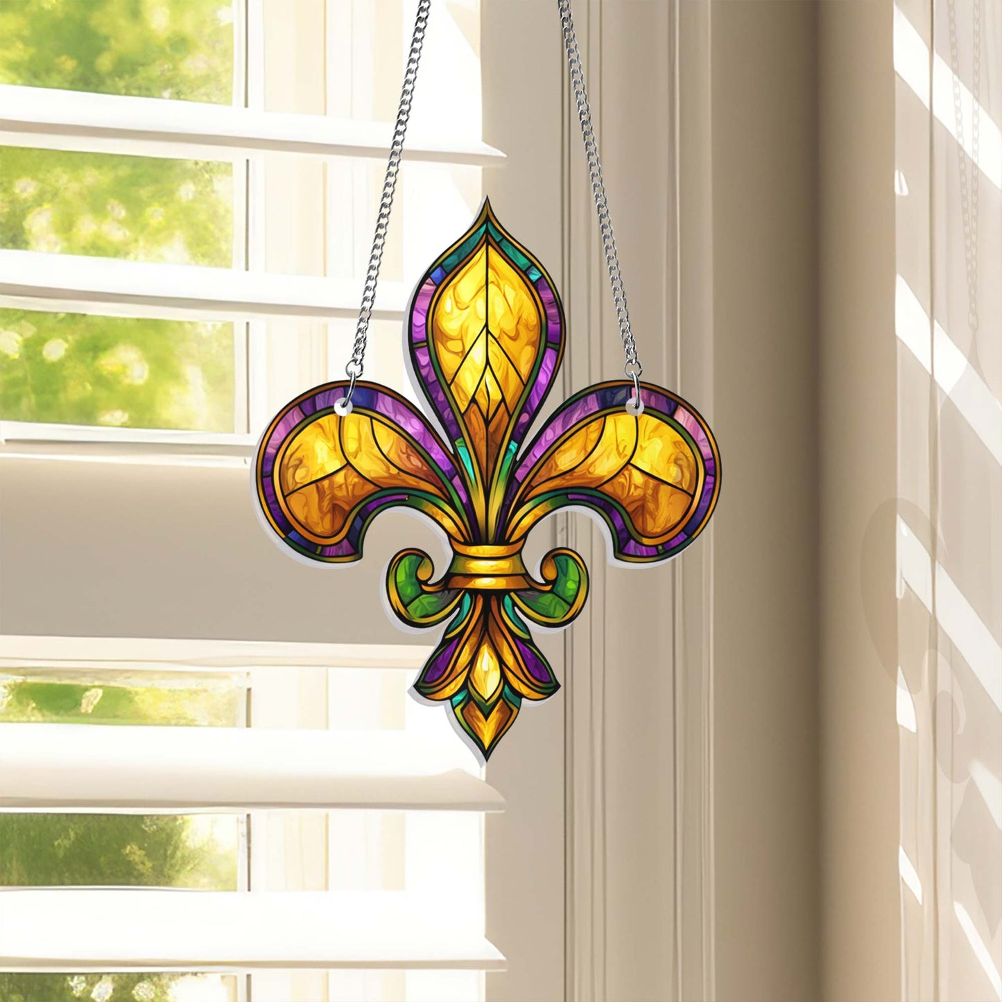 Fleur De Lis Acrylic Suncatcher for Mardi Gras Decor