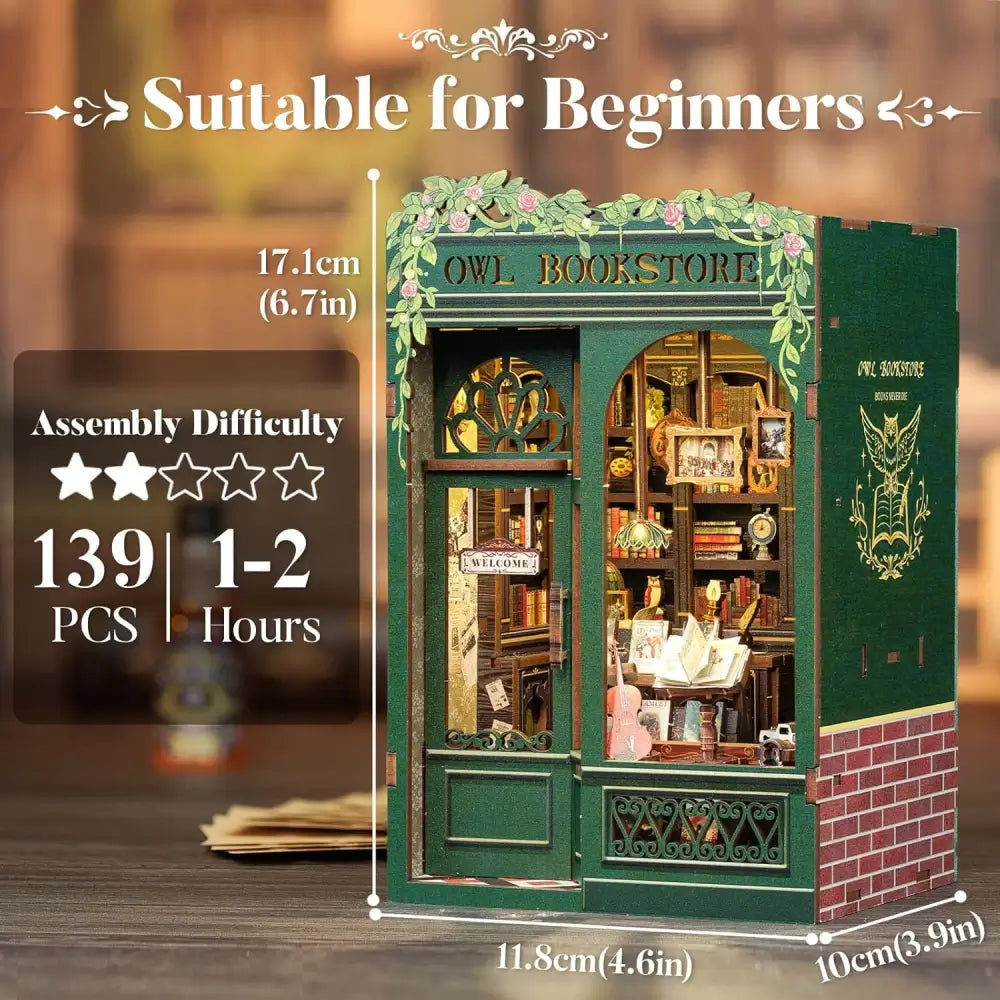 DIY Mini Owl Bookstore with LED Lights
