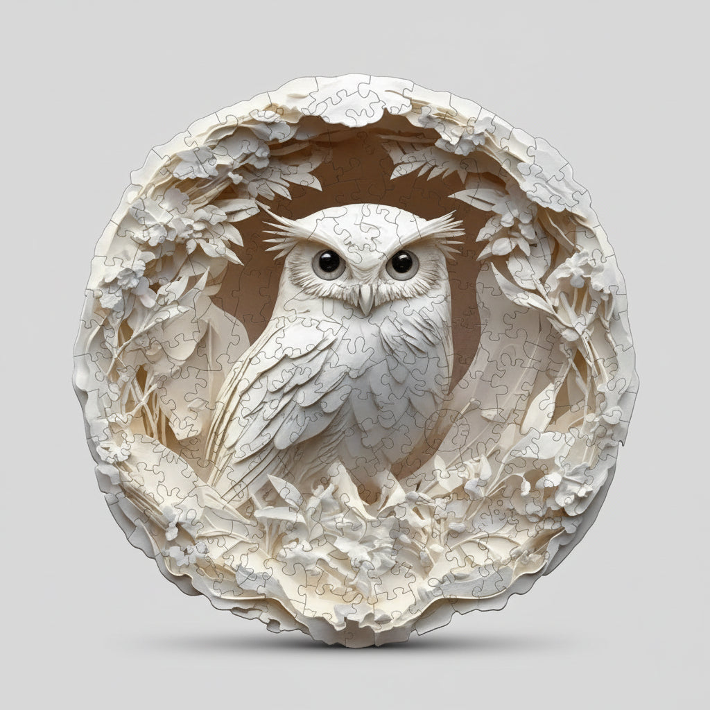 Intricate Owl Puzzle with Floral Design - 500 Pieces