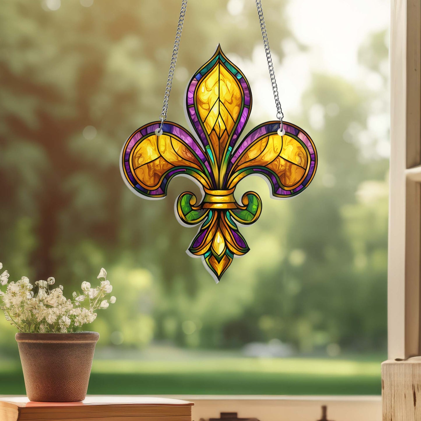 Fleur De Lis Acrylic Suncatcher for Mardi Gras Decor