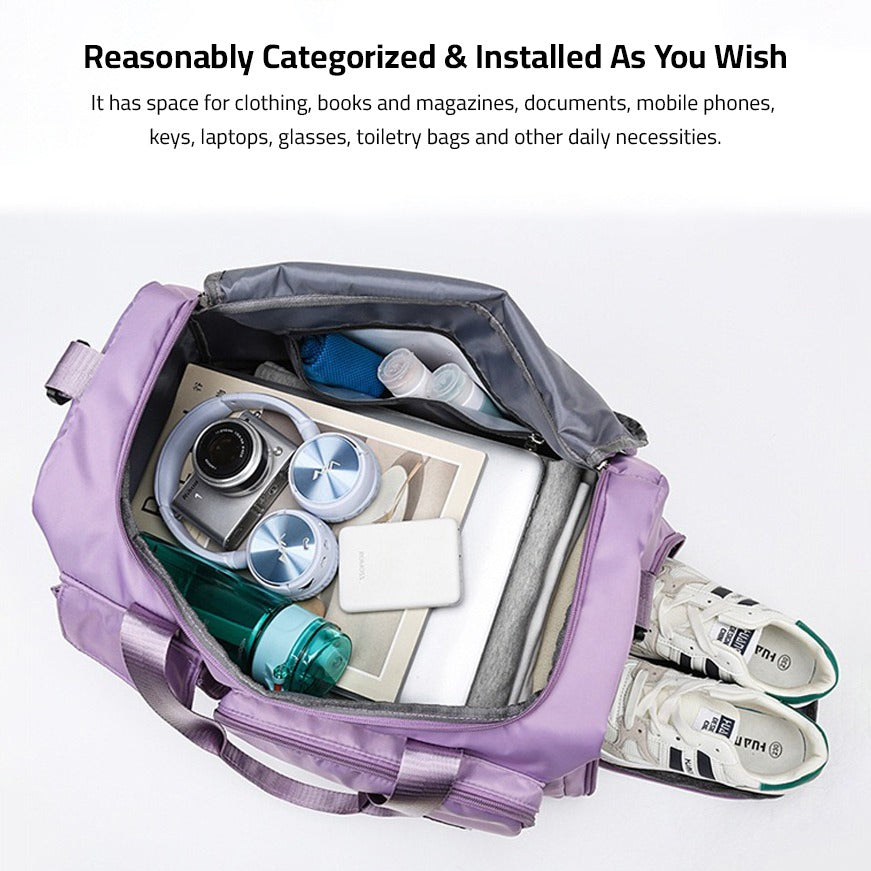 Travel Bag with Shoe Compartment and Organized Storage
