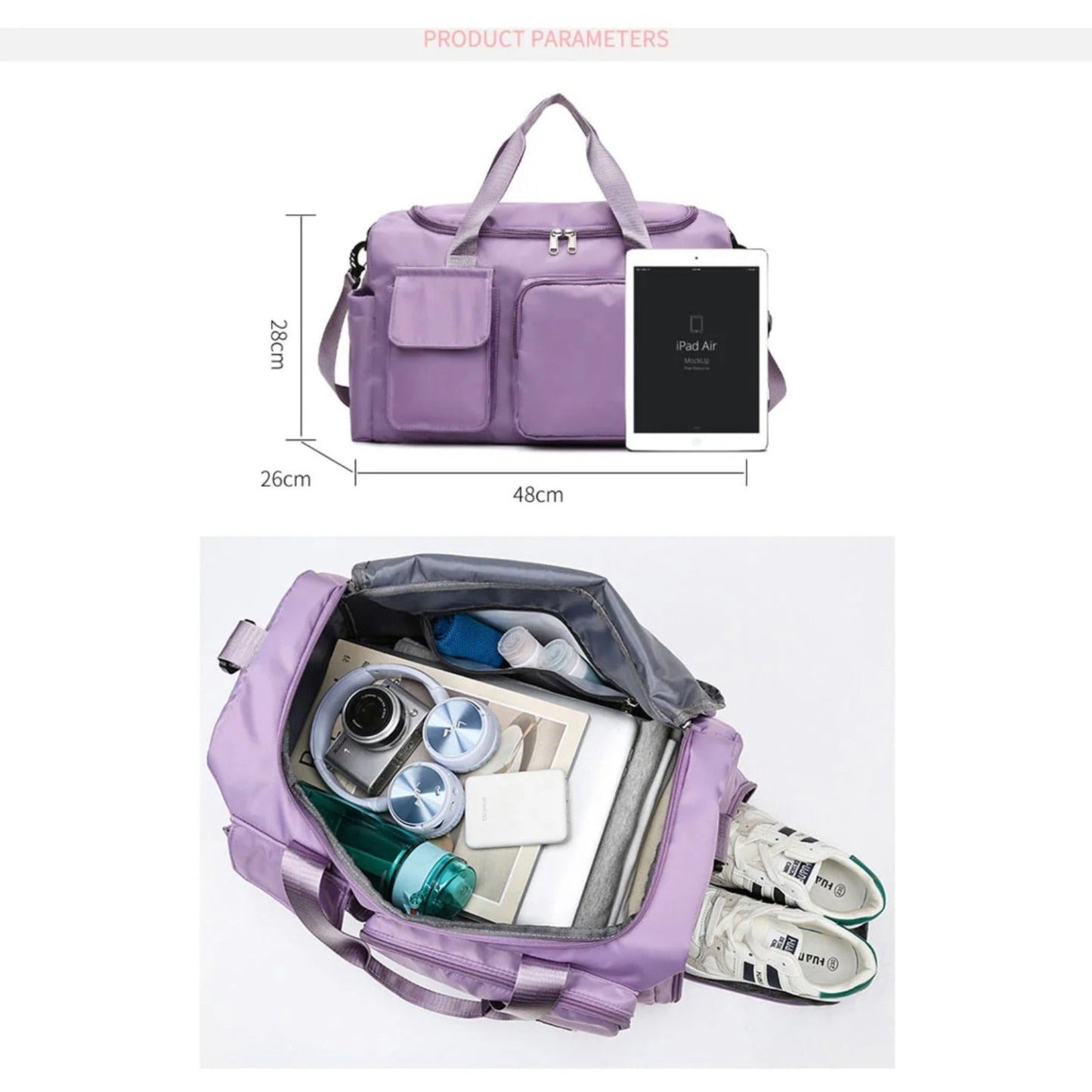 Travel Bag with Shoe Compartment and Organized Storage