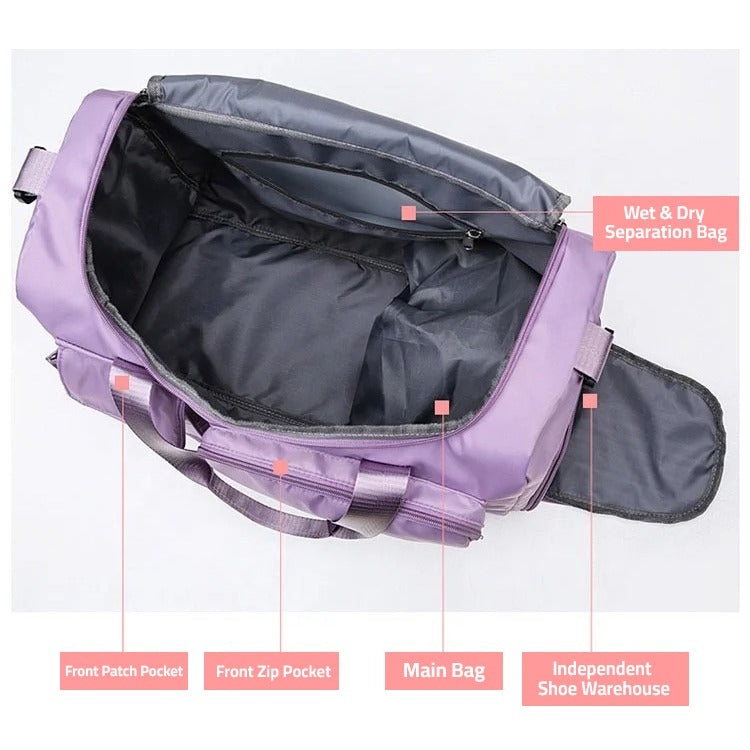 Travel Bag with Shoe Compartment and Organized Storage