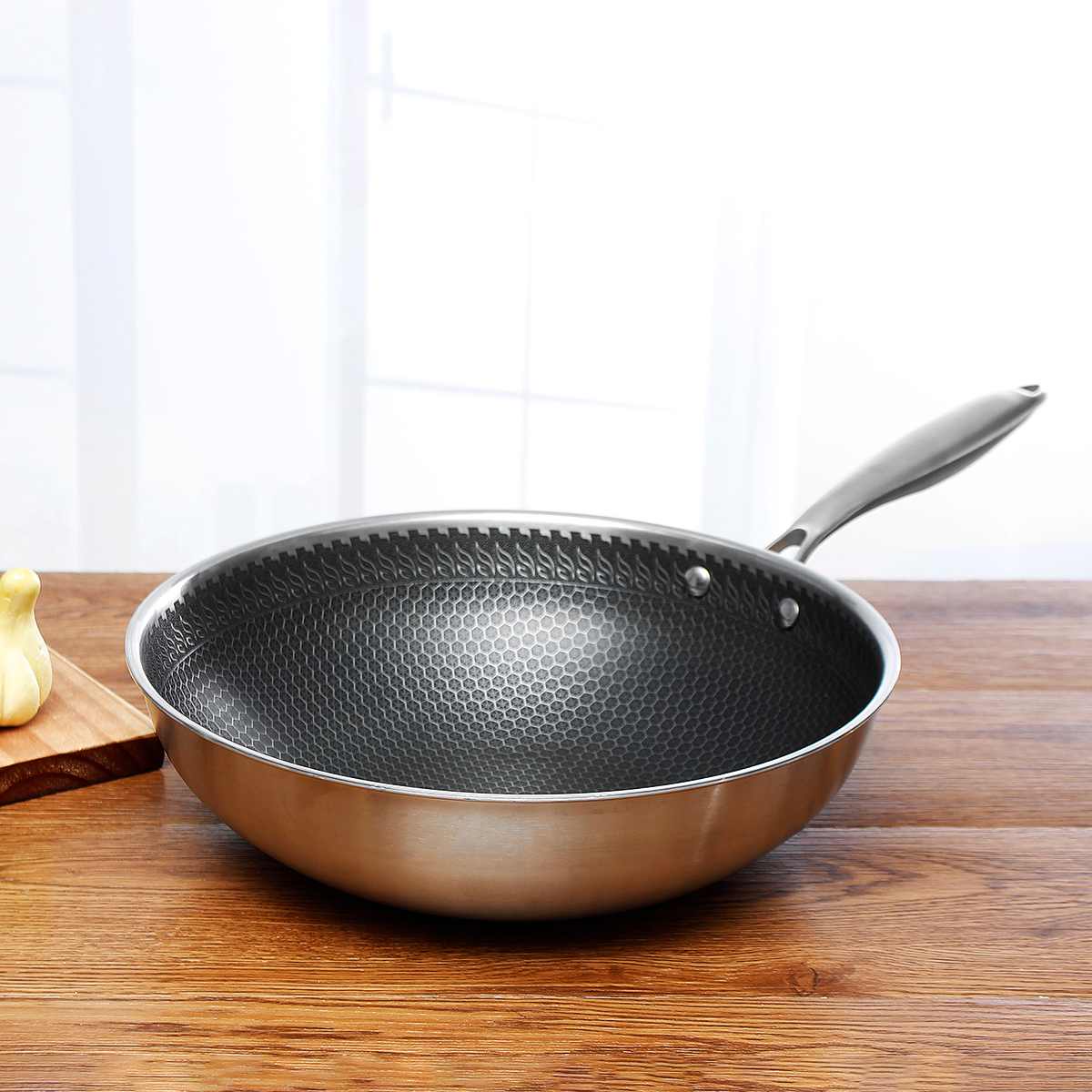 Non-Stick Scratch-Resistant Stainless Steel Frying Pan