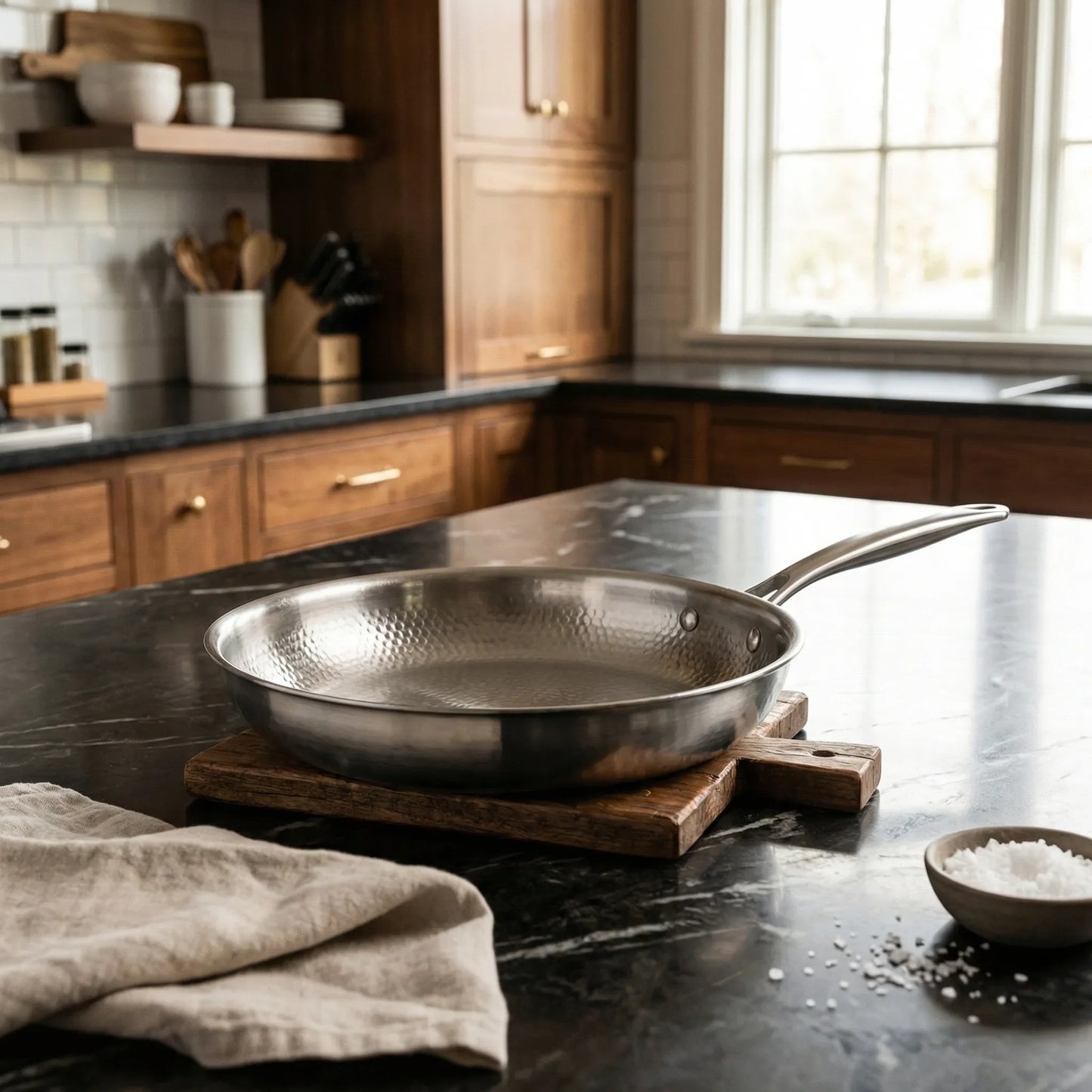 Coating-Free Stainless Steel Frying Pan