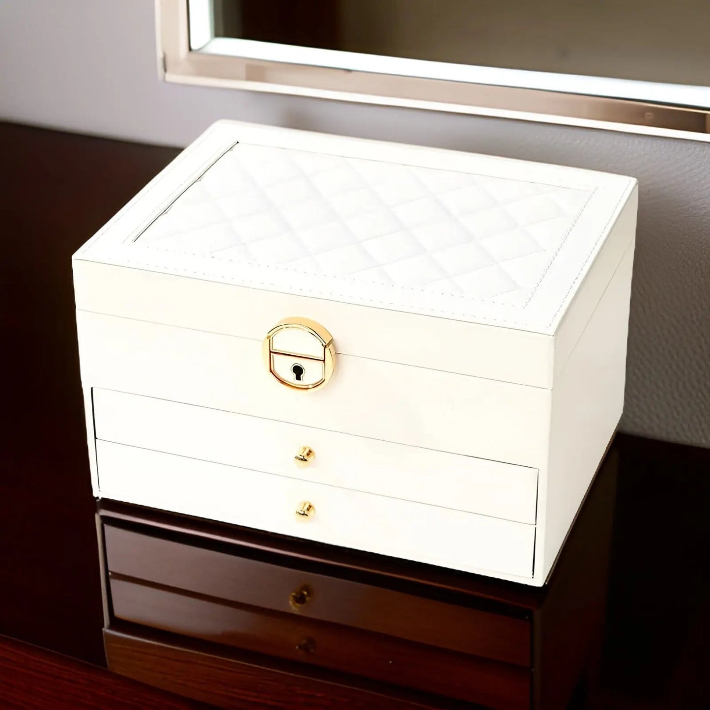 Luxurious PU Leather Jewelry Box with Compartments