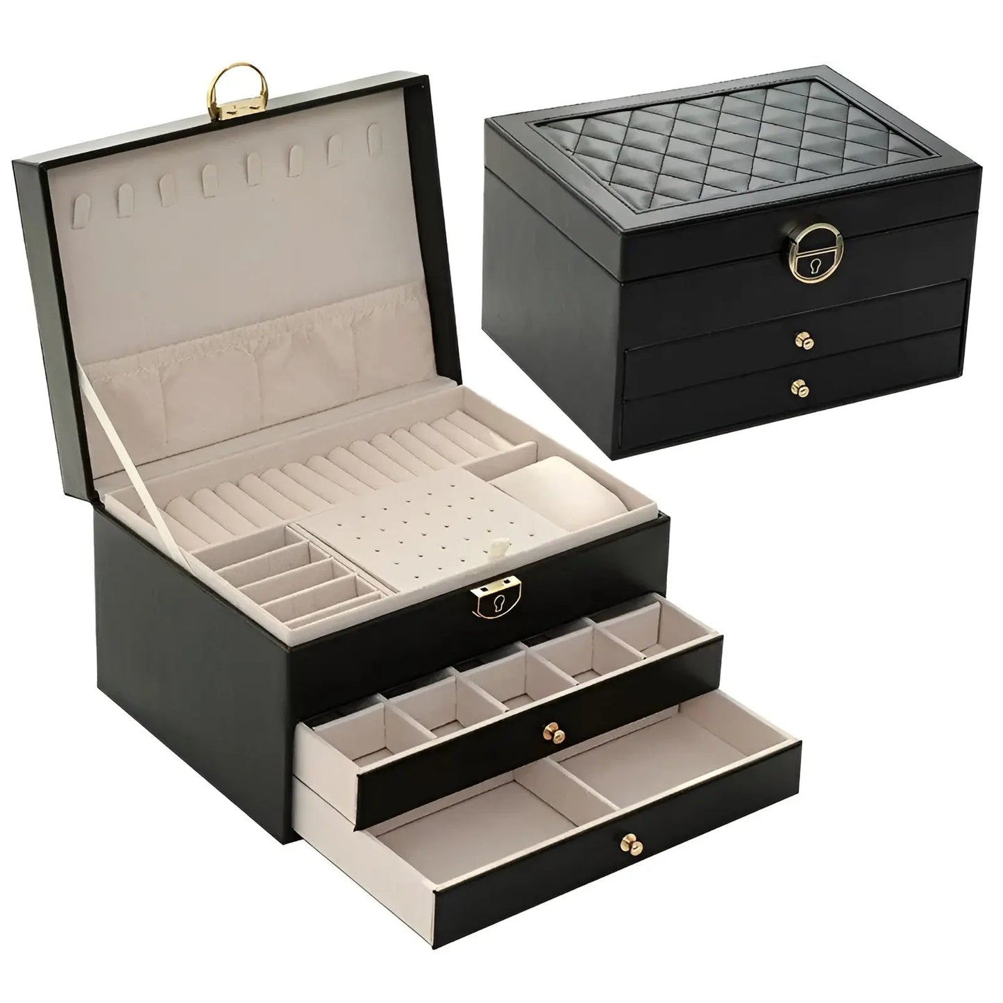 Luxurious PU Leather Jewelry Box with Compartments