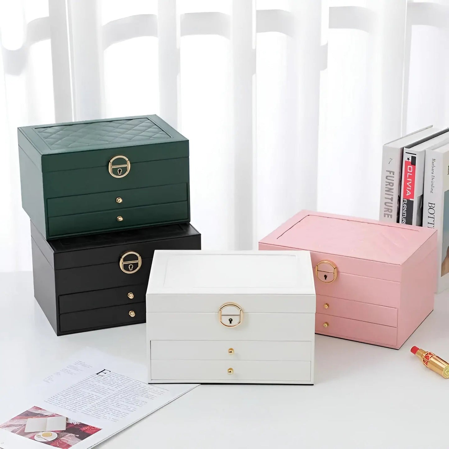 Luxurious PU Leather Jewelry Box with Compartments
