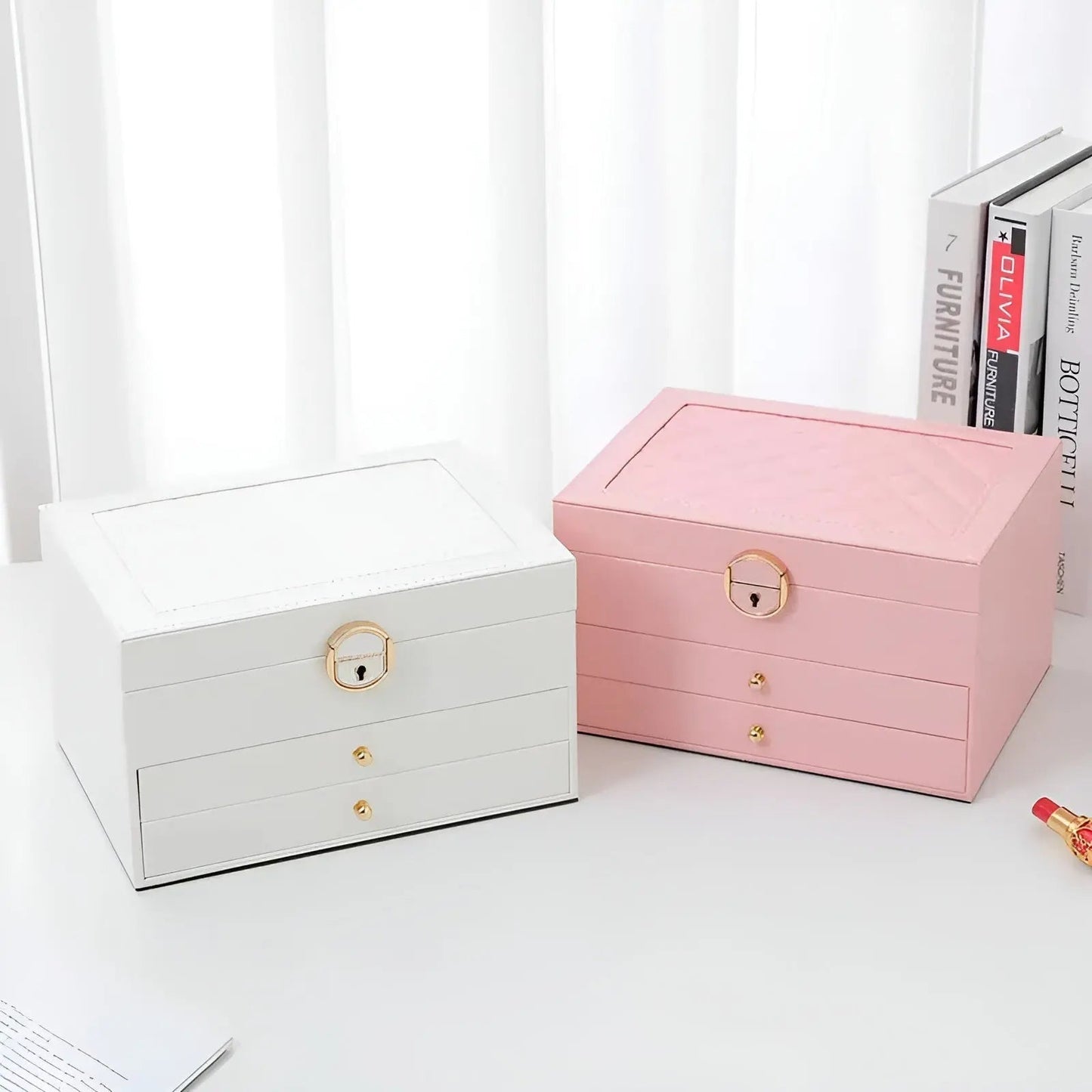 Luxurious PU Leather Jewelry Box with Compartments
