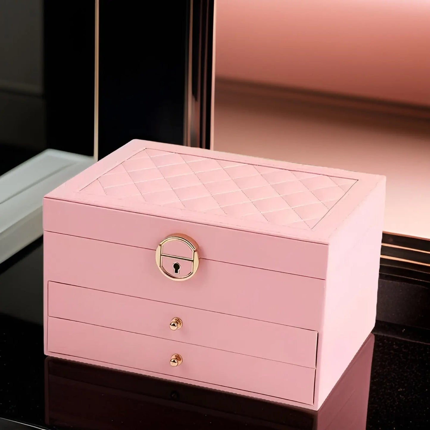 Luxurious PU Leather Jewelry Box with Compartments