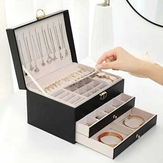 Luxurious PU Leather Jewelry Box with Compartments
