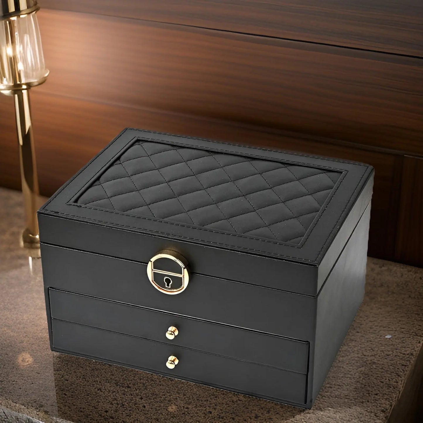Luxurious PU Leather Jewelry Box with Compartments