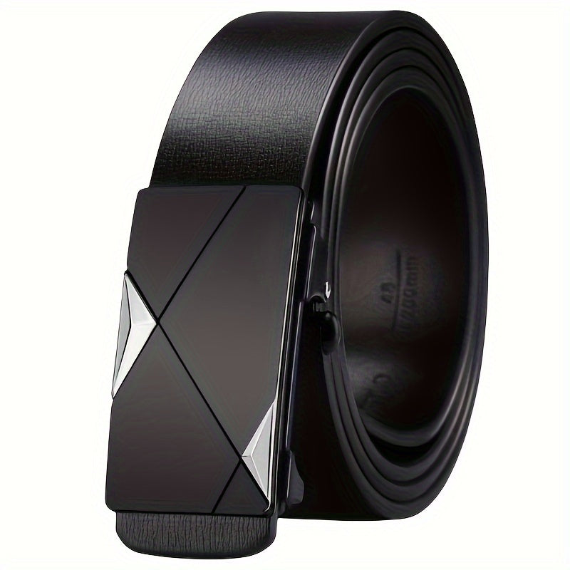 Adjustable Genuine Leather Men's Belt with Automatic Buckle