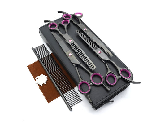 Ergonomic Dog Grooming Scissors with Curved Blades