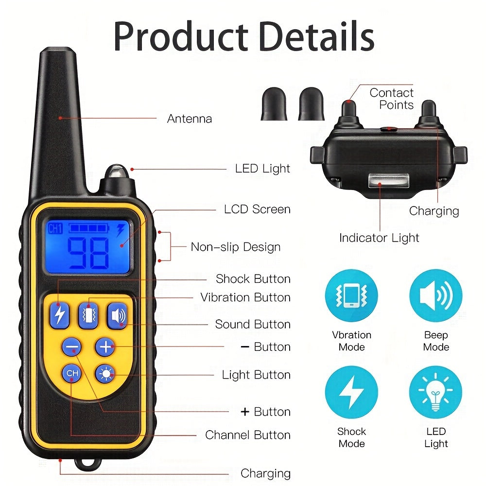 USB Rechargeable Dog Training Collar with Vibration and LED