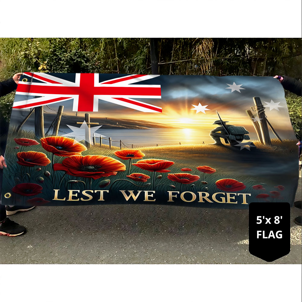 Lest We Forget Grommet Flag for Anzac Day and Remembrance Day