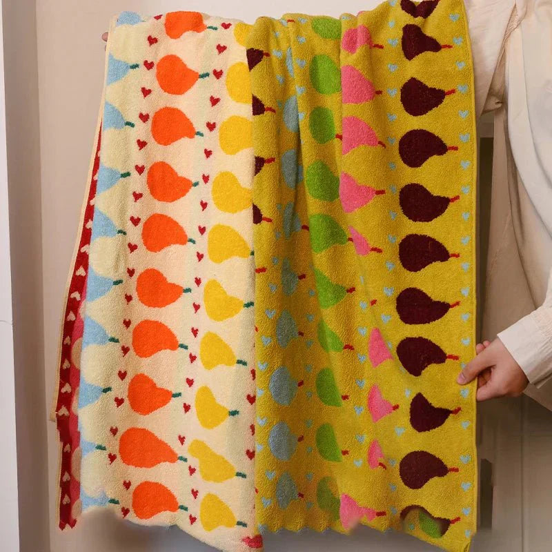 Soft Organic Cotton Children's Towel with Pear Motif