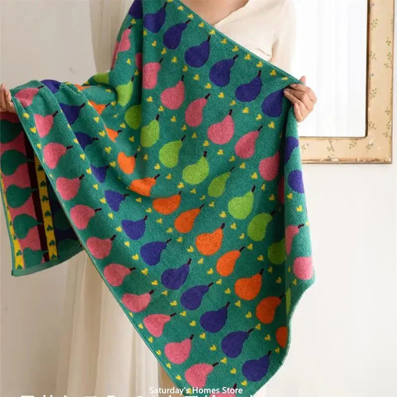 Soft Organic Cotton Children's Towel with Pear Motif