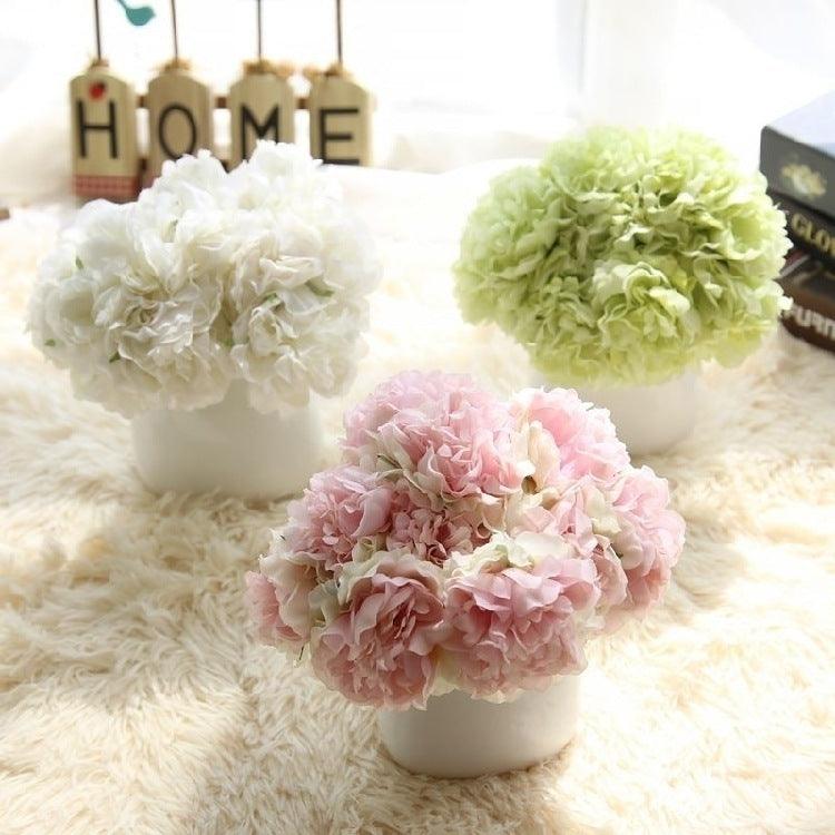 Silk Peony Flower Bundle - 5 Faux Hydrangea Heads