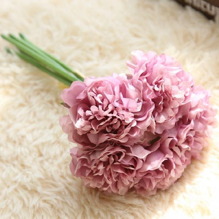 Silk Peony Flower Bundle - 5 Faux Hydrangea Heads
