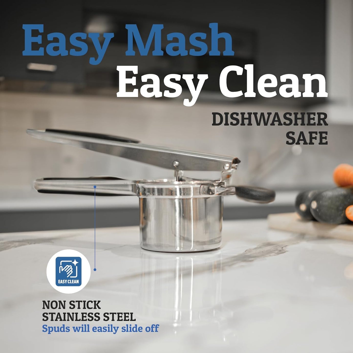 Heavy-Duty Stainless Steel Potato Masher for Smooth Mashed Potatoes