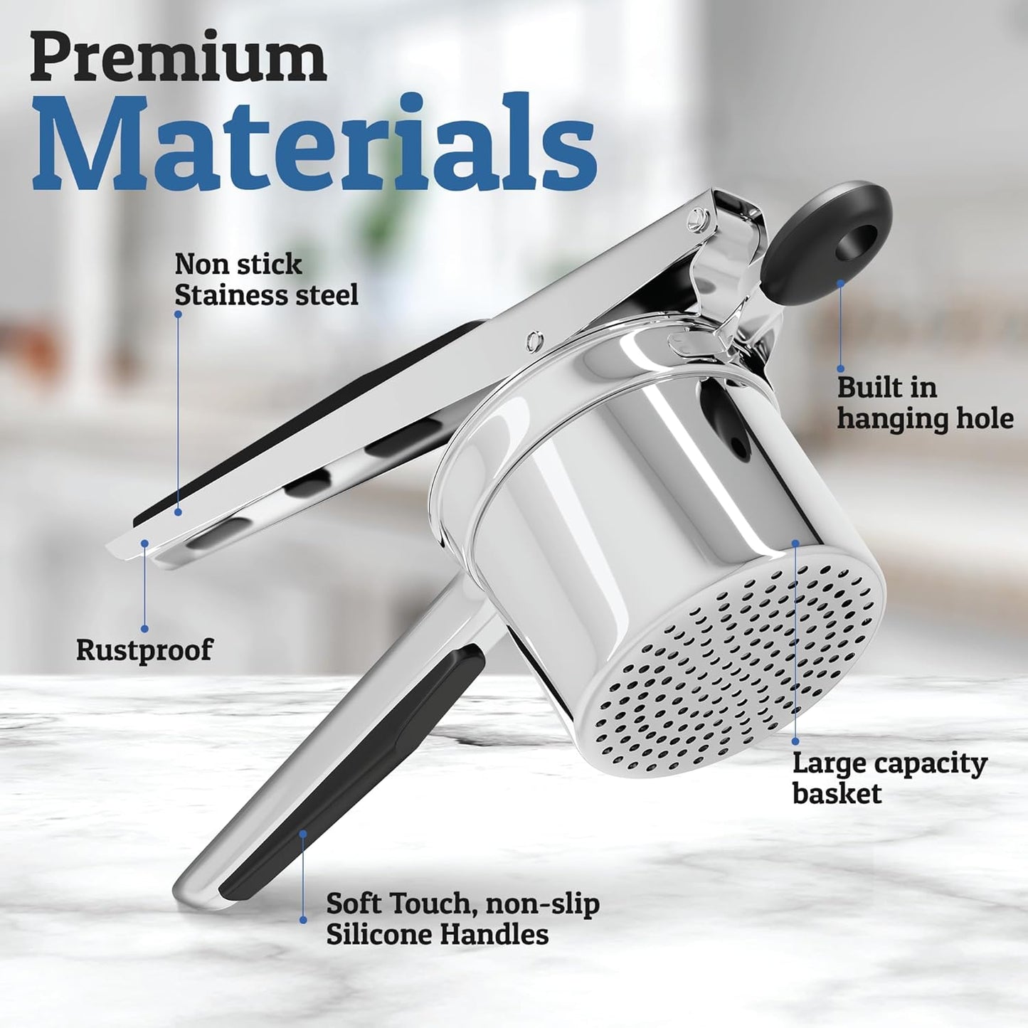 Heavy-Duty Stainless Steel Potato Masher for Smooth Mashed Potatoes