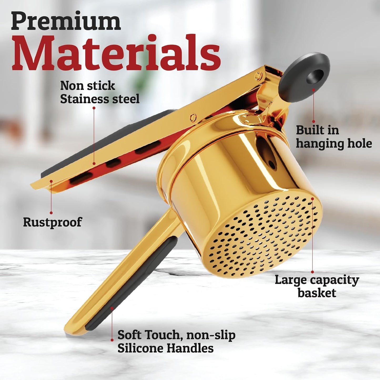 Heavy-Duty Stainless Steel Potato Masher for Smooth Mashed Potatoes